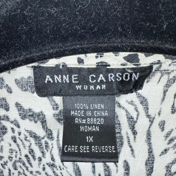 Anne Carson 100% Linen Leopard Print Full Zip Lightweight Jacket Size 1X - Picture 7 of 7